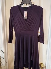 Karen Kane  Ladies Dress Long Sleeves Egg Plant Color Size Small NWT