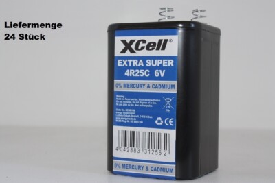 24 x  Xcell Federbatterie Blockbatterie EXTRA Super 4R25C 6V/9500mAh