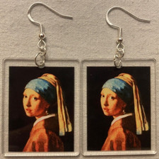 JOHANNES VERMEER'S GIRL WITH A PEARL EARRING EARRINGS - Acrylic w/SS Ear Wires