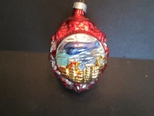 vtg Inge Glas Hindenburg over the city #7443 blown glass Christmas ornament