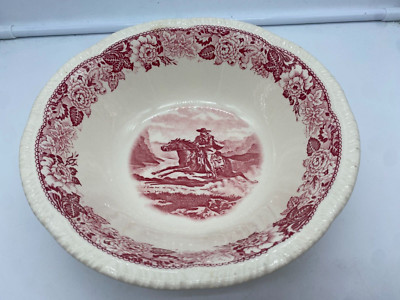 Vintage 8'' Homer Laughlin Historic America Red PONY EXPRESS Vegetable Bowl E151