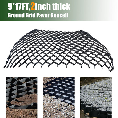 Geo Grid Ground Grid Geo Cell Grid 9x17ft Gravel Geo Grid 2in High Tensile Black