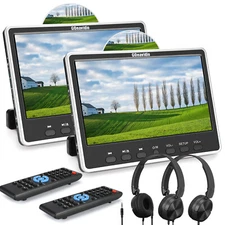 2 x 12" Full HD Screen Portable Car DVD Player Av in out USB SD HDMI+Headphones