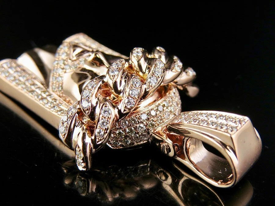 Colgante religioso de plata 925 con diamantes cultivados en laboratorio de Jesús eslabón cubano de 3,5 quilates CVD VS SI Foto 3 de 4