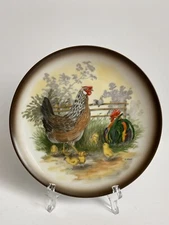 Hassenpflug Vienna Austria Porcelain Wall/ Cabinet Plate Rooster & Hen 7,5”D