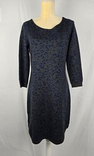 Ann Taylor Loft Wool Blend Leopard Print 3/4 Sleeve Shift Sweater Dress sz M