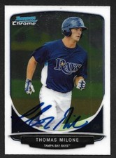 2013 BOWMAN CHROME BDPP 42  Thomas Milone TB RAYS  SIGNED AUTOGRAPH AUTO COA
