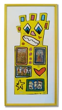 James Rizzi - Tower 1993 - YELLOW - in high quality metal frame