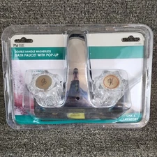 NIP PLUMB WORKS Double Handle Bath Faucet w Pop Up UNOPENED