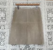 Vintage BB Dakota Neutral Beige Suede Leather Pencil Skirt Sz Medium