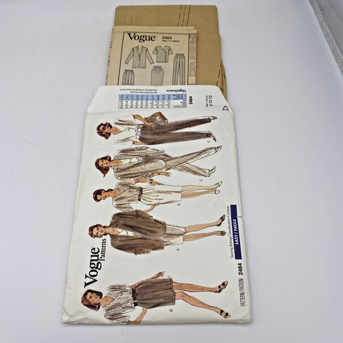 Vogue 2464 Sewing Pattern Jacket Top Skirt Shorts Pants Size 8 10 12 Uncut 1990 - Picture 5 of 5