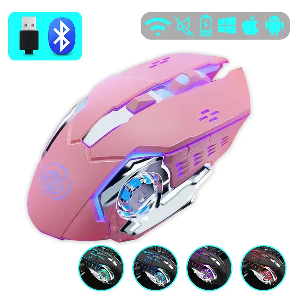 2.4G Wireless Gaming Mouse RGB Backlight with Bluetooth Rechargeable Mouse - Image 3 of 4