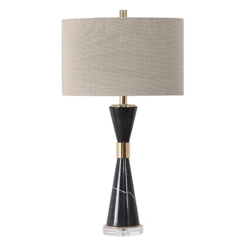 Uttermost Alastair Mid-Century Steel Marble & Fabric Table Lamp in Black - Picture 3 of 8