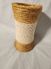 Glass Vase with Nautical Rope / Coastal Home Decor Accent