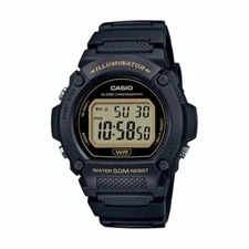 Casio W219H-1A2V, Chronograph Watch, Black Resin Band, Alarm, Illuminator