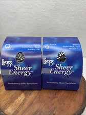 2 Pair Leggs Sheer Energy Size Q Off Black Control Top Sheer Toe 65606