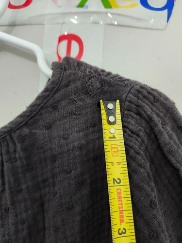 Zara Dress Girls 7 Gray Midi Maxi Flare Tier Gauze Swiss Clip Dot Cotton Solid - Picture 11 of 16