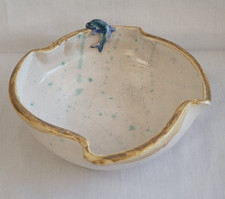 Artison Hand Crafted Stoneware Bowl With Applied Dolphin