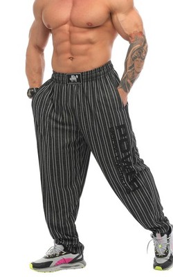 BGSM Herren Bodyhose Jogginghose Sporthose Bodybuilding Hose gestreift 1310-PNT