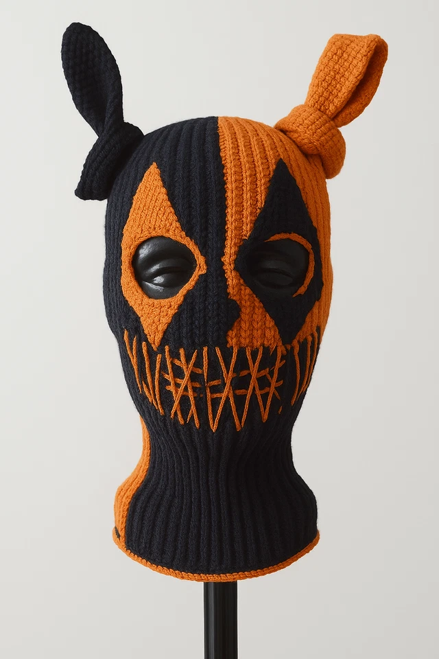 Knitted Pumpkin Skull Ski Mask: Halloween Horror Balaclava - Image 4 of 4