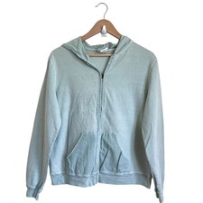 Hot Cotton Womens Athletic Hoodie Jacket Small Green Zip Pockets Made In USA