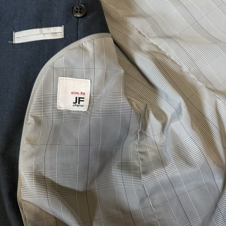 JF J. Ferrar Slim Fit Blue Suit Jacket 40L Single-Breasted 2-Button - Image 4 of 4