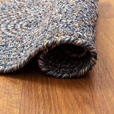 Blue Farmhouse Rug - Washable Indoor/Outdoor -Primitive Braided Rugs - Made in