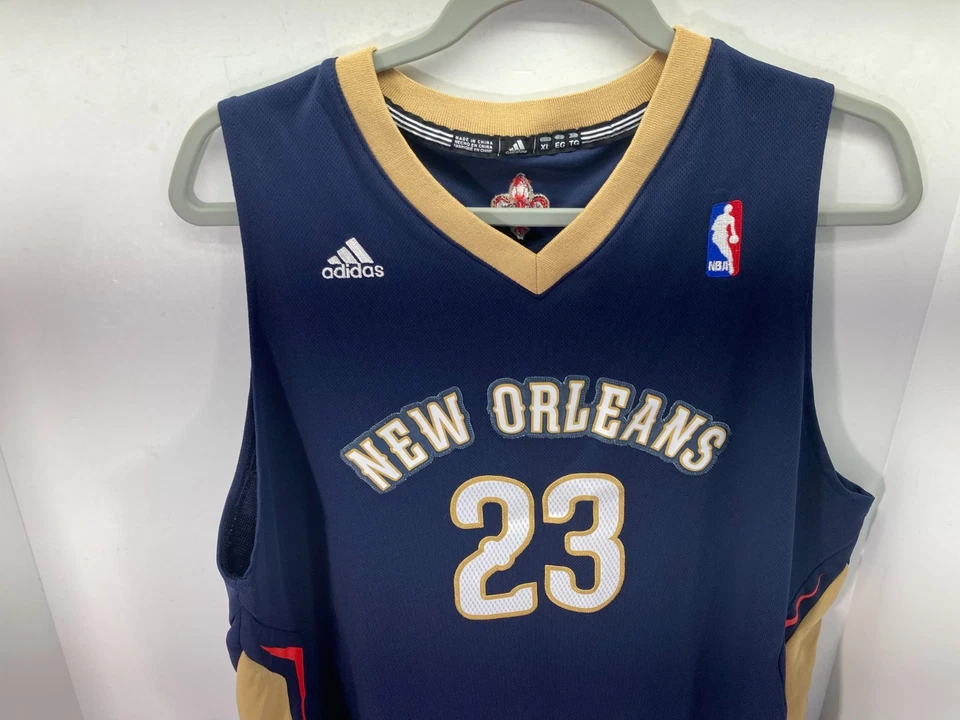 New Orleans Pelicans Adidas Anthony Davis #23 Basketball Jersey Kids XL Blue Tan - Image 4 of 4