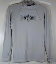 RIP CURL Women's SMALL Gray w/Black Insignia Rash Guard Long Sleeve Swim/Surf