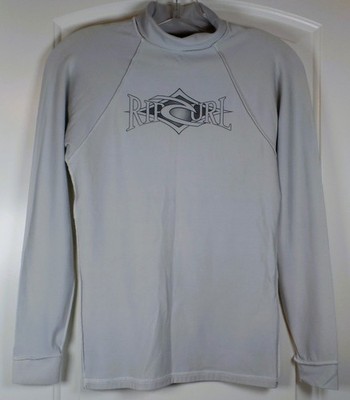 RIP CURL Women's SMALL Gray w/Black Insignia Rash Guard Long Sleeve Swim/Surf