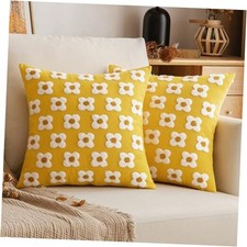 Fall Yellow Decorative Throw Pillow Covers 18" x 18" Pack of 2 A-yellow