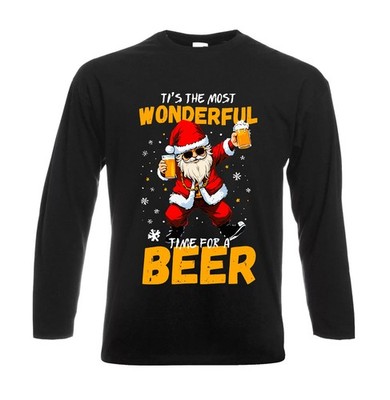 IT'S THE MOST WONDERFUL Santa Neuheit Bier Party Geschenk Herren Langarm T-Shirt
