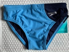 New Mens SPEEDO Swim Briefs Good Vibes Competition Collection Azure Blue Size 26