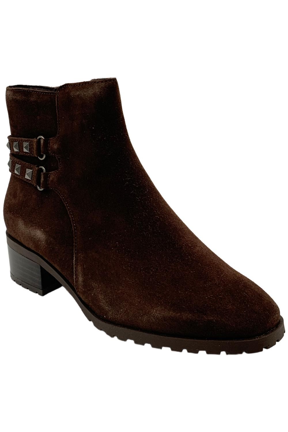 Anne Klein Womens CAIMILE Zipper Leather Ankle Boots Dark Brown Suede 7890₽
