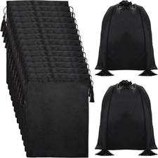 Youeon 16 Pcs Silk Satin Wig Bags 12"x16", Black Gift 