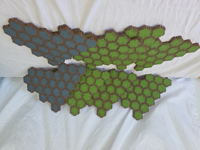 Lot of 8 Heroscape 24-Hex Terrain Tiles: 6 Grass and 2 Gray Rock Stone (Hasbro)