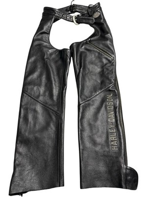 XS Harley Davidson Leather Chaps Belt Buckle Zip Motorcycle Pants