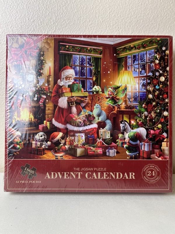 Jigsaw Puzzle Advent Calendar 1008 Pieces, 42 PC/Day Christmas Santa Scene Theme