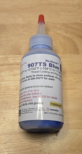 Cotronics Resbond 907TS Blue Threadlocker Pipe Sealant 165g Bottle 2100F