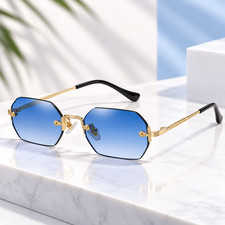 Gothic Rimless Sunglasses UV400 Retro Punk Gradient Shades Unisex Fashion