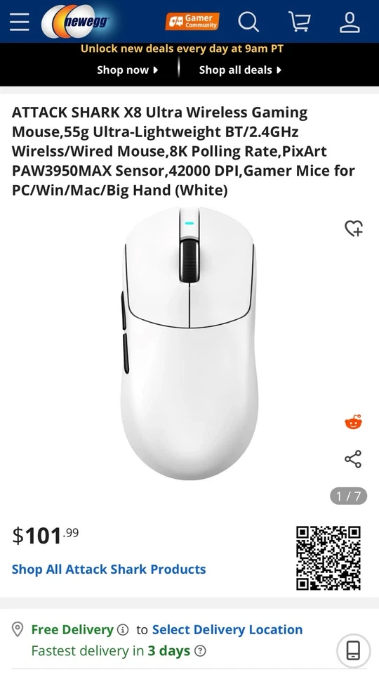 Ratón para juegos Attack Shark X8-ULTRA - Receptor 8K - Negro - Conexión trimodo Foto 2 de 4