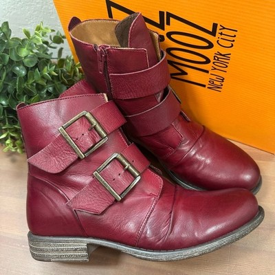 Miz Mooz Limelight Leather Double Buckle Ankle Boots Size 38 US 7.5-8