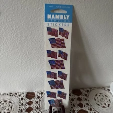 Vintage Hambly Studio 12 American Flag Prismatic Stickers 1 Sheet 90s Y2K NOS