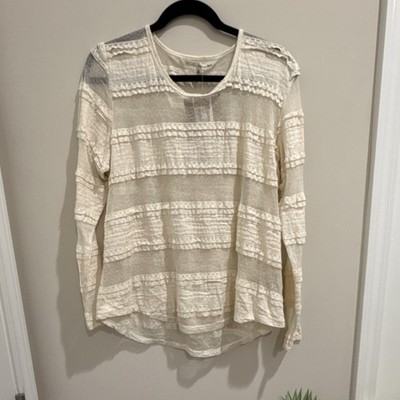 Rachel Roy Women's Ivory Lace Sheer Ruffle Long Sleeve Blouse Plus Size 0X