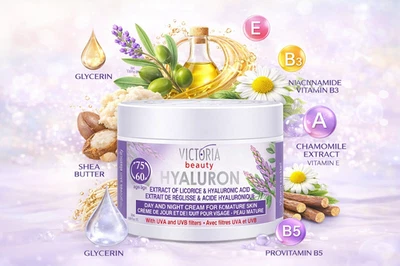 Hyaluron Anti-Falten Tages- und Nachtcreme mit Süßholz für reife Haut ab 60 + - Bild 1 von 4