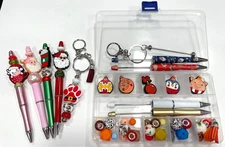 BK23 CHRISTMAS Gnomes DIY Beadable Pens(4) & Key Chain (1) KIT