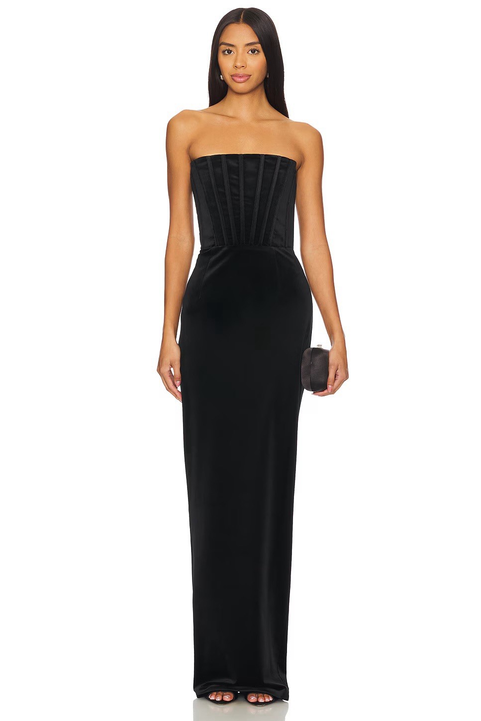 $ 750 Bronx and Banco Florentina Velvet Strapless Gown in Black