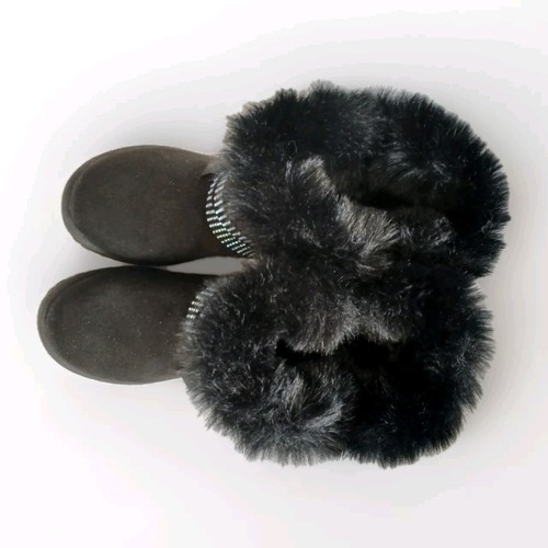 New Girls 10 Toddler Fur Boots + Sparkling Rhinestone Kids Fashion Footwear - Picture 7 of 13