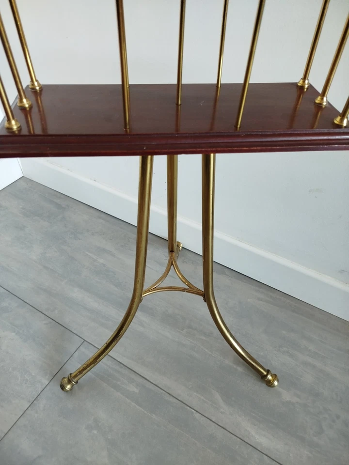 Porte Revue Pivotant Bois Et Laiton Style Victorien Époque Art Déco Ou Vintage - Photo 3/4