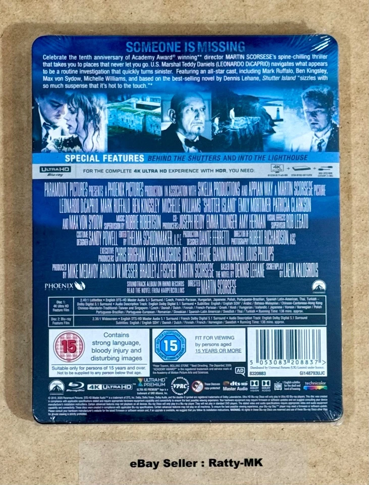 SHUTTER ISLAND - UK EXCLUSIVE 4K UHD + BLU RAY STEELBOOK - NEW & SEALED - Image 2 of 4